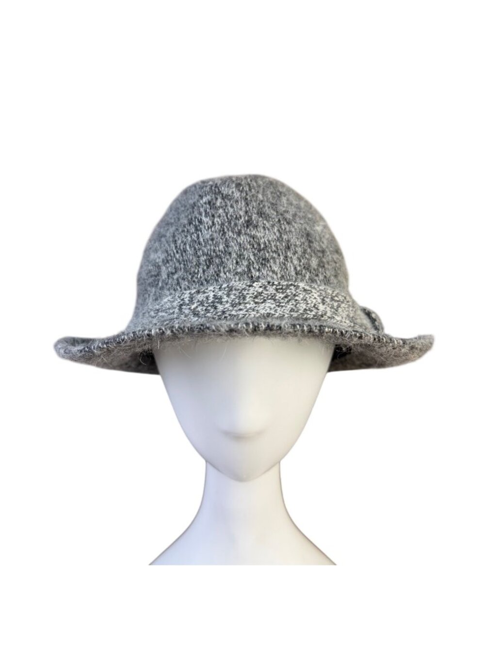 Vivante Womens Gray Wool Angora Blend Textured Bucket Hat